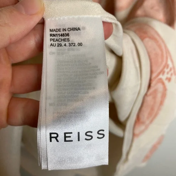 REISS Peaches Floral‎ Bardot Midi Dress Size 4 - Picture 9 of 11